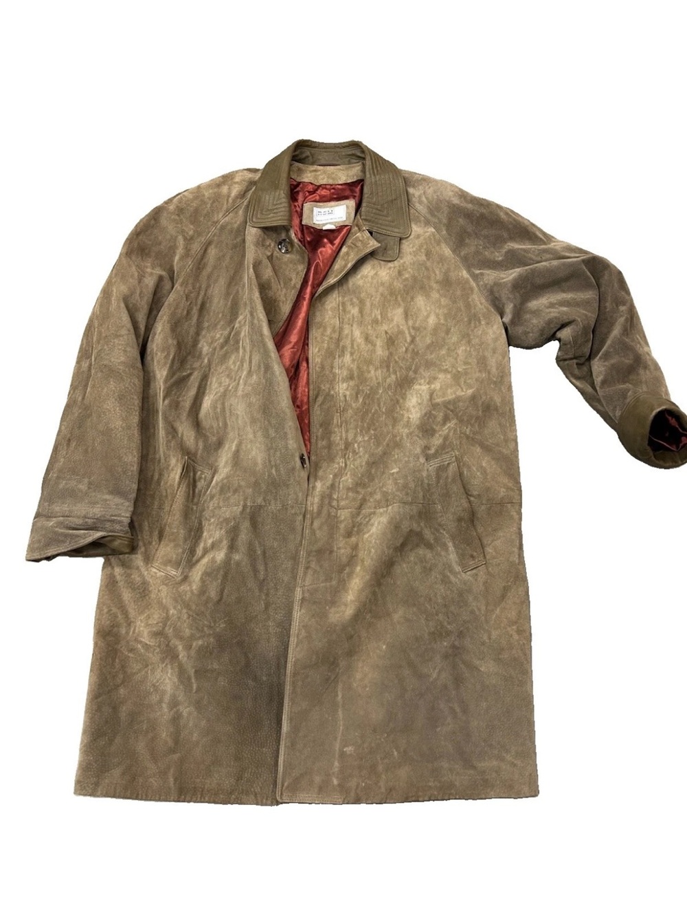 Vintage Brown Suede Leather Trench Coat Canada 80s RSM Rochester Special Man 2XL